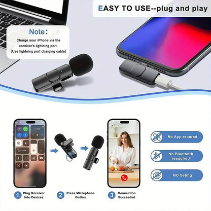 Wireless Collar Microphone, Portable Audio Noise Reduction Mic for Iphone, Tablet, Collar Mini Microphones, Wireless Mic for Video Recording, Teaching Speech Mic, Streaming Equipment